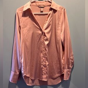 Pale Pink Satin Button Down Short